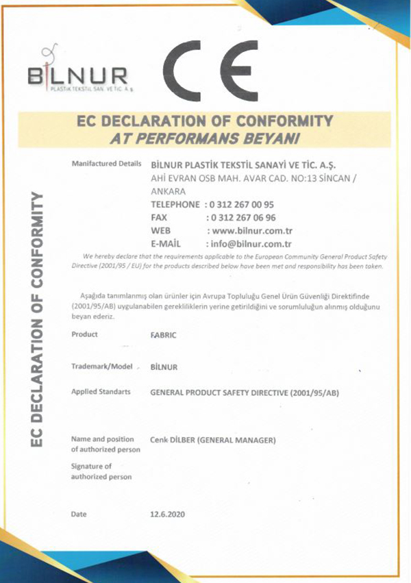 K-TEK ec declaration of confomity belgesi maske üretim